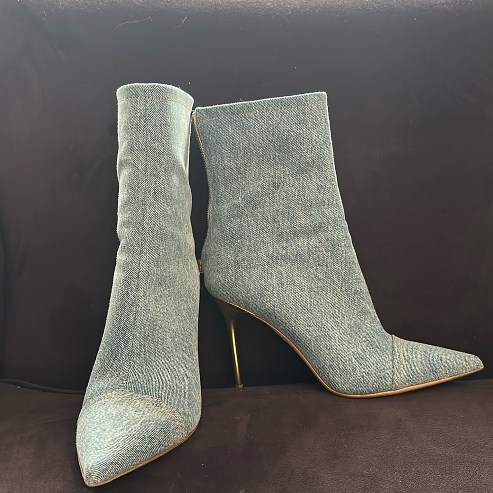 Balmain denim stiletto heeled boots